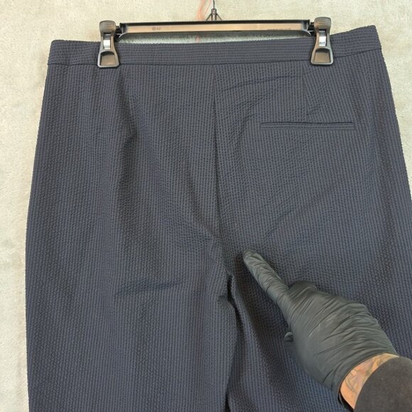 Theory Suit Pants Women's Size 10 Navy Seersucker High Waist Slim Crop Stretch - Picture 3 of 16